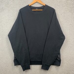 Alo Crew Neck Pullover Fleece Sweatshirt Men's Black XL Cotton Logo Long Sleeve